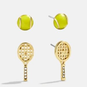 New! BaubleBar Match Point Earring Set | Tennis Racket & Ball Studs | NWOT